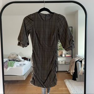 Zara Green Ruched Bodycon Dress